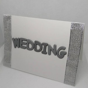 Tarjeta de celebración de boda hecha a mano - Plateada y blanca