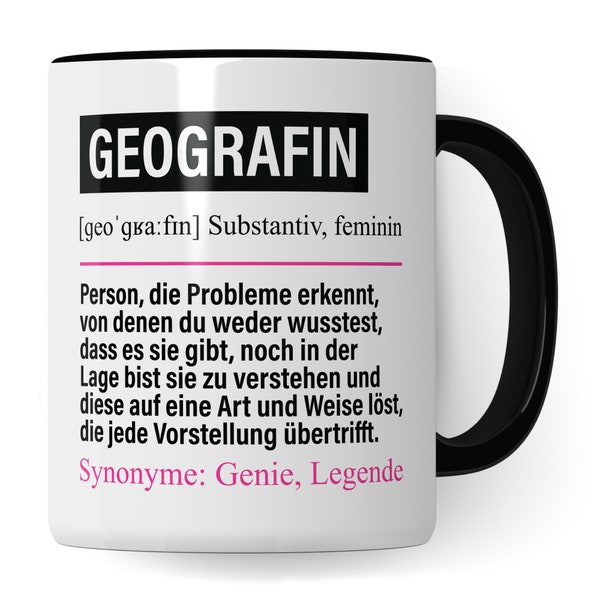 Tasse Geografin lustig, Geografin Geschenk, Geografie Kaffeebecher Geschenkidee, Kaffeetasse Beruf Erdkunde Geographin Geographie Becher