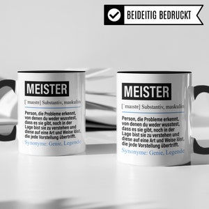 Meister lustig, Meister Geschenk Beruf, Spruch Kaffeebecher