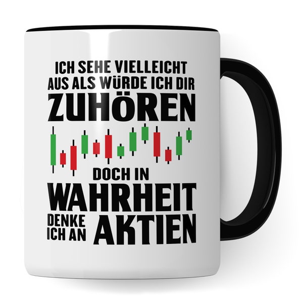 Tasse Aktien - Kaffeetasse für Investor Aktionär Börse Geld Trader - Geschenk zum Investieren Bullenmarkt Bärenmarkt Chart