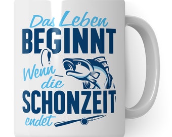 Angler Geschenk Angeln Tasse Geschenkidee Fischer Fischerei Kaffeetasse Angel Becher Angelrute Schonzeit Fischen Kaffeebecher Spruch