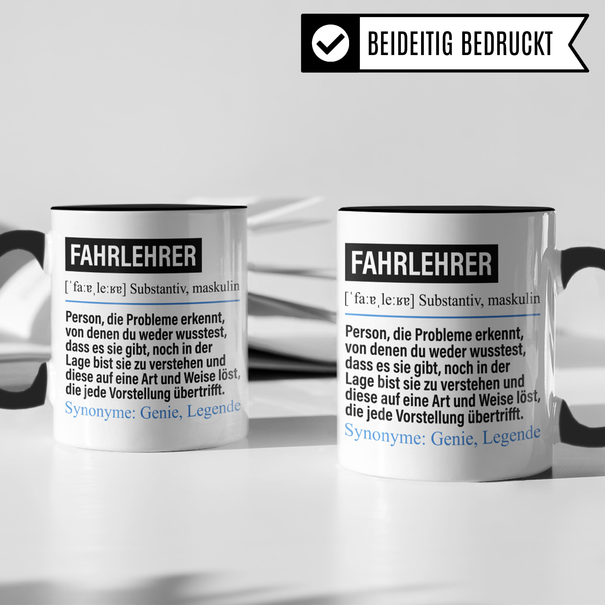 Printplanet Tasse 'Fahrlehrer' – Weiß, 325 Ml, Spülmaschinenfest