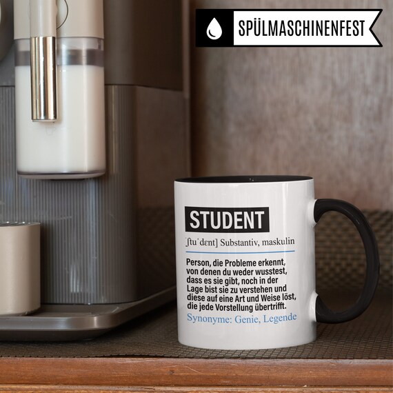 Tasse Mit Spruch „Stolzer Student“ – Lustiger Kaffeebecher 330 Ml, Spülmaschinenfest, Beidseitig Bedruckt