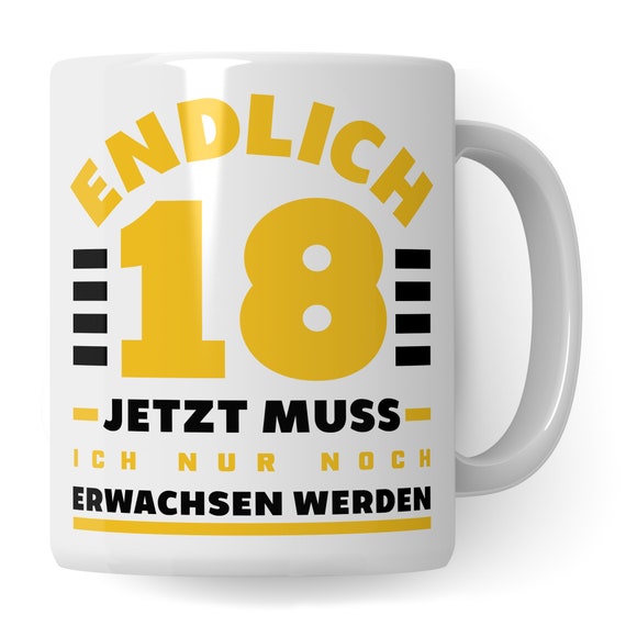 Tazza per 18 anni, regalo per 18 anni, idea regalo per 18 anni, tazza da caffè, regalo di compleanno bianco