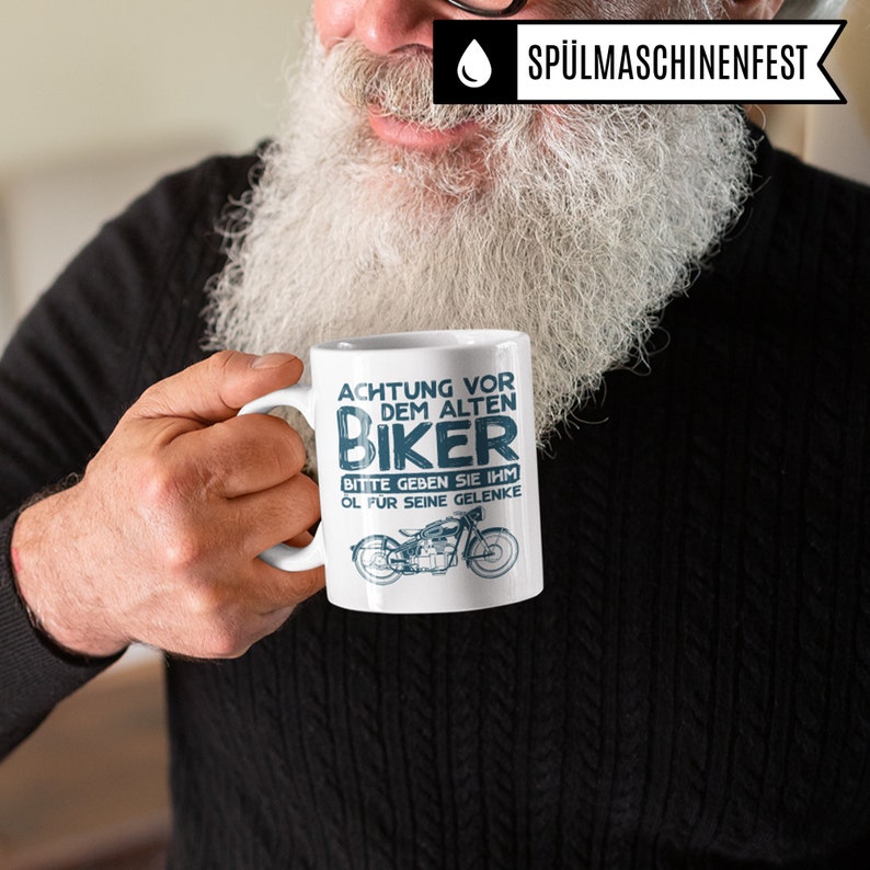 Motorradfahrer Tasse, Motorrad Geschenk für Biker, Becher Geschenkidee Motorradfahren, Kaffeetasse Biker Motorradfahrer Rentner Opa Spruch Bild 2