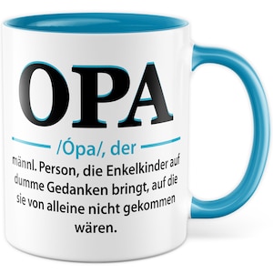 Tasse Opa Definition Geschenk Opa der die Enkelkinder auf dumme Ideen bringt Geschenkidee Kaffeetasse Spruch lustig Großvater Kaffee-Becher