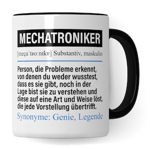 Tasse Mechatroniker lustig, KFZ Mechatroniker Geschenk Beruf, Spruch Kaffeebecher Mechatronikermeister  Geschenkidee, Beruf  Becher