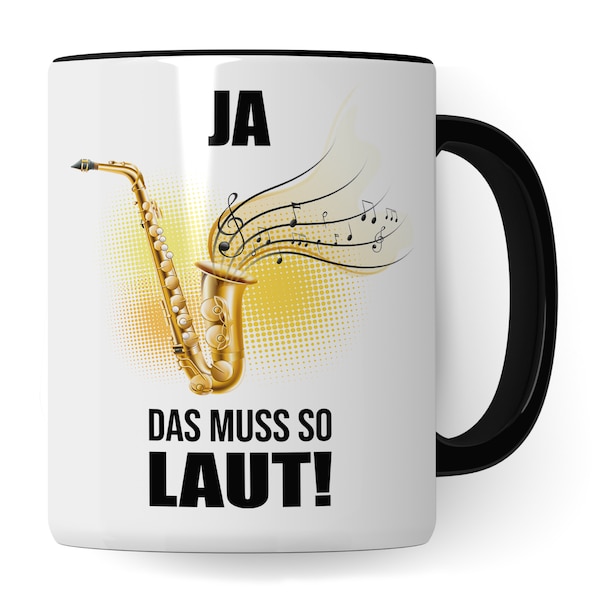 Saxophon Tasse - Musik Geschenk für Saxophonist Saxophonistin - Kaffeetasse Saxophonspieler - Geschenkideen Becher Saxofon Kaffeebecher