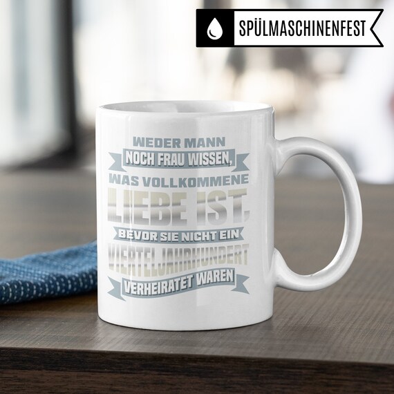 Silberhochzeit Tasse – Geschenk Für 25. Hochzeitstag, Bedruckt, Spülmaschinenfest