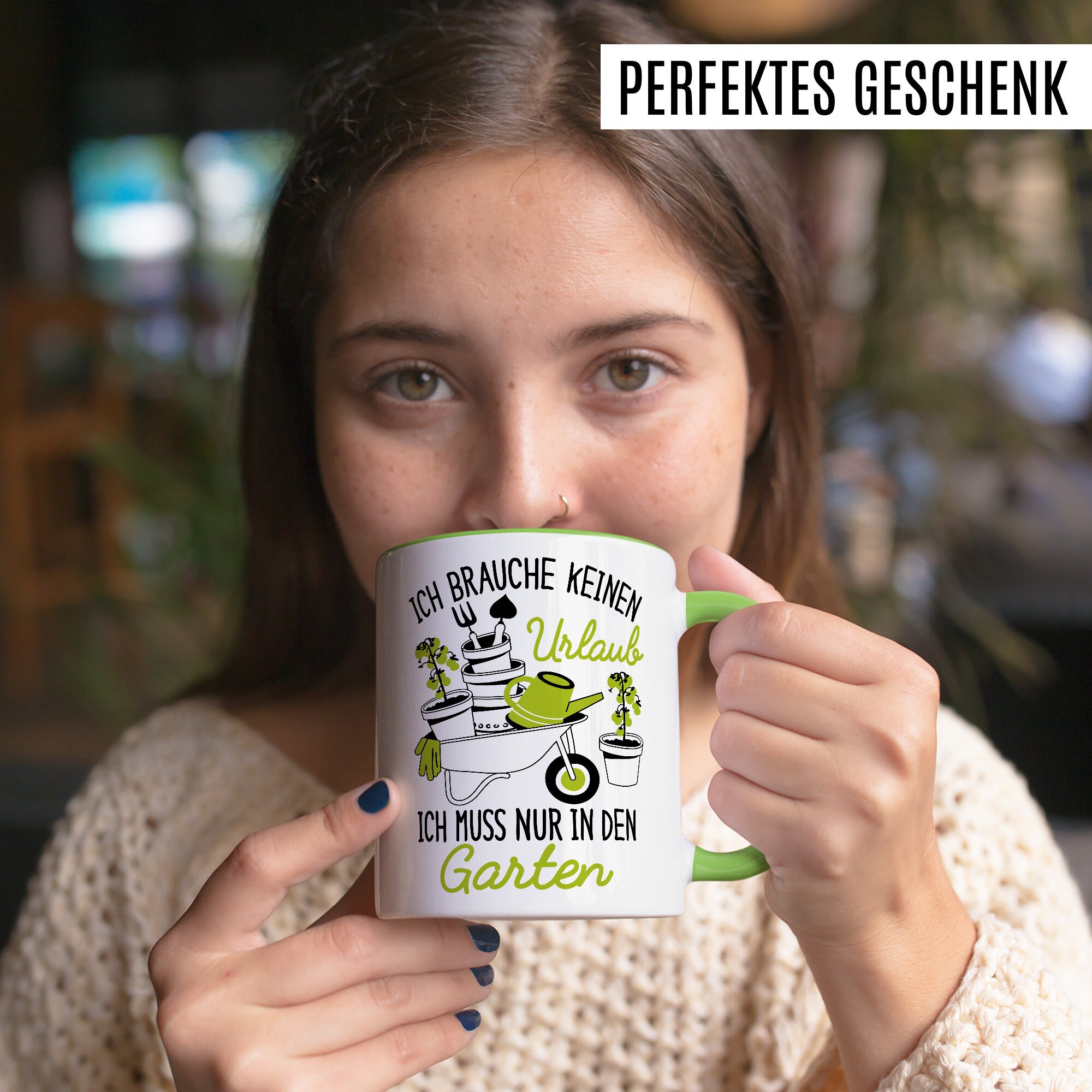Garten Tasse Mit Spruch – 'Gärtnern Ist Günstiger Als Eine Therapie', Spülmaschinenfest, 330 Ml, Weiß