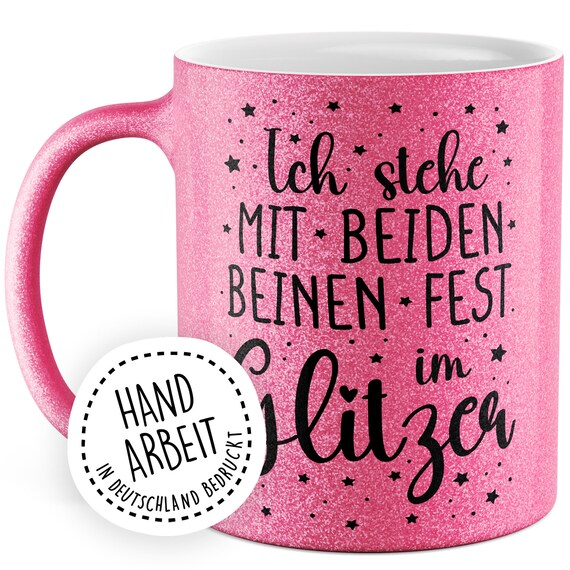 Glitzertasse 'Alles Trullas Außer Meine Glitzertante' - Lustiger Geschenkbecher 330ml (Pink Glitzer)