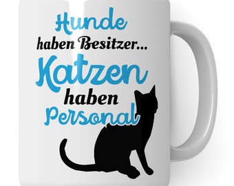 Katze Becher lustig | Geschenk Tasse Katzenmotiv | Kätzchen Kaffeetasse Mieze Kaffeebecher