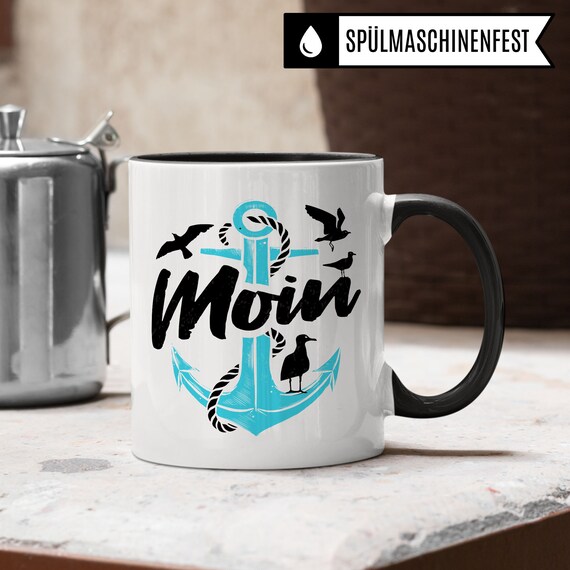 Pagma Druck Tasse 'Moin Ihr Spacken' – 330 Ml, Keramik, Beidseitig Bedruckt, Spülmaschinenfest