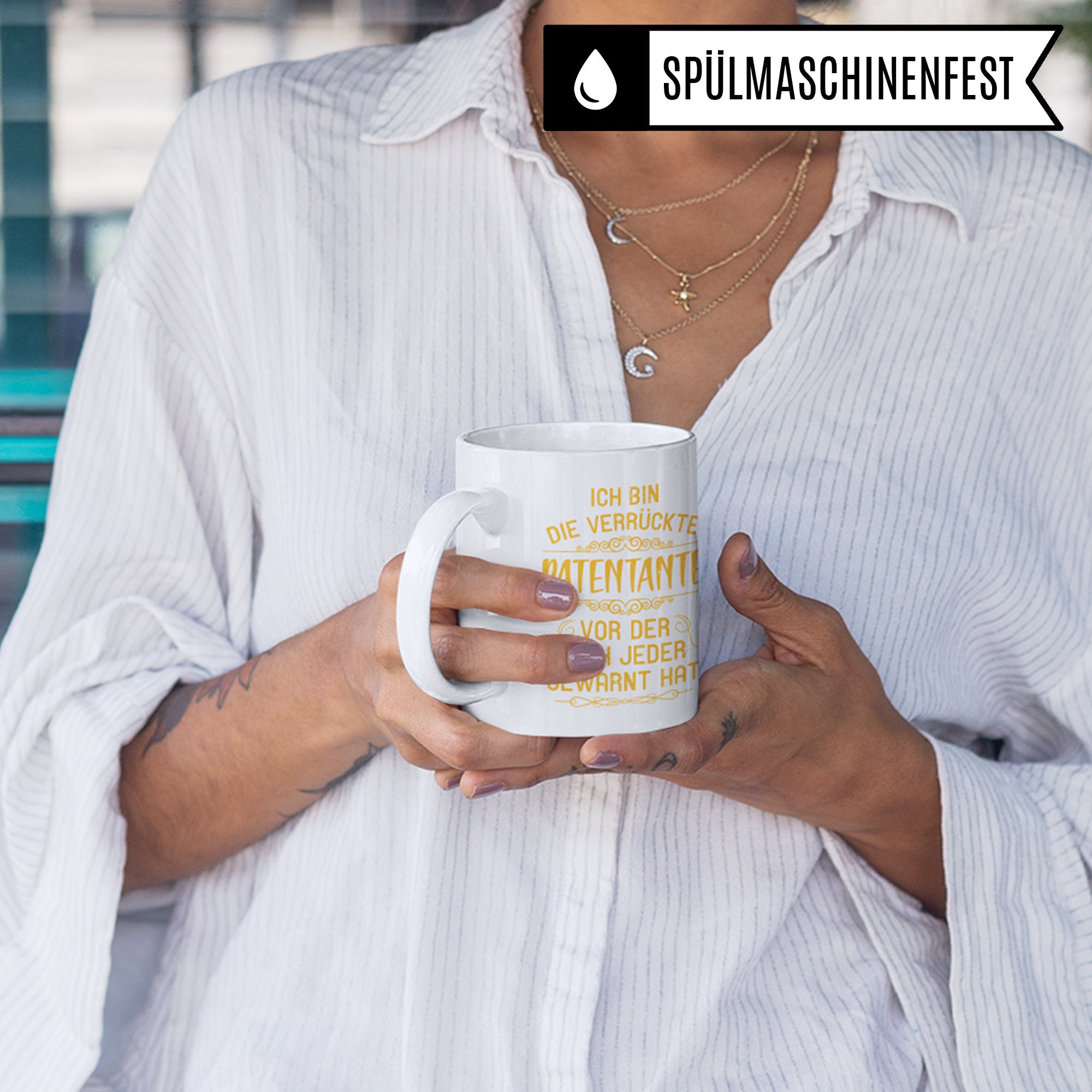 „Patentante Fragen“ Tasse – Geschenk Für Patin Zur Taufe, 330 Ml, Spülmaschinenfest