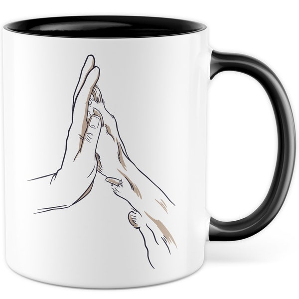 Tasse Hund & Mensch Geschenk Geschenkidee Herrchen Frauchen Hundemama Hundepapa Vierbeiner Comic Kaffeetasse mit Hundemotiv Kaffee-Becher