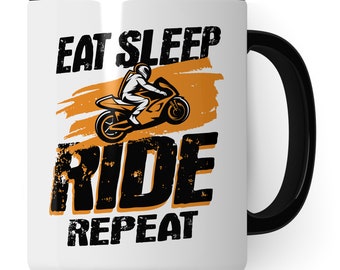 Motorcycle Mug Men - Gift for Motorcyclists Cup with Saying Eat Sleep Ride Repeat Motorcycle Fans - Coffee Mug Sayings Biker Men