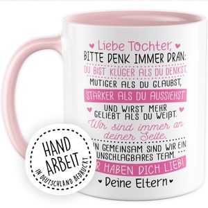 Tochter Auszug Tasse Einweihungsgeschenk Kaffeetasse Eltern ausziehen Kaffee-Becher Vater Mutter Geschenk eigene Wohnung Geschenkidee Kind Bild 2