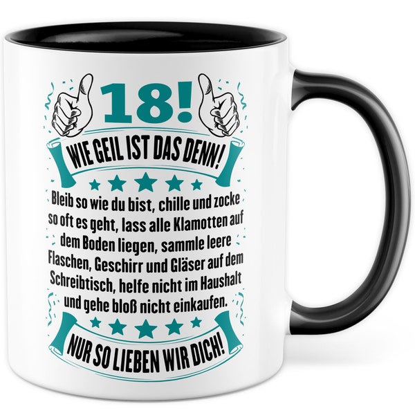 18 tasse cadeau d'anniversaire tasse à café dix-huit idée cadeau drôle fils adulte tasse à café humour disant adolescent 18e blague