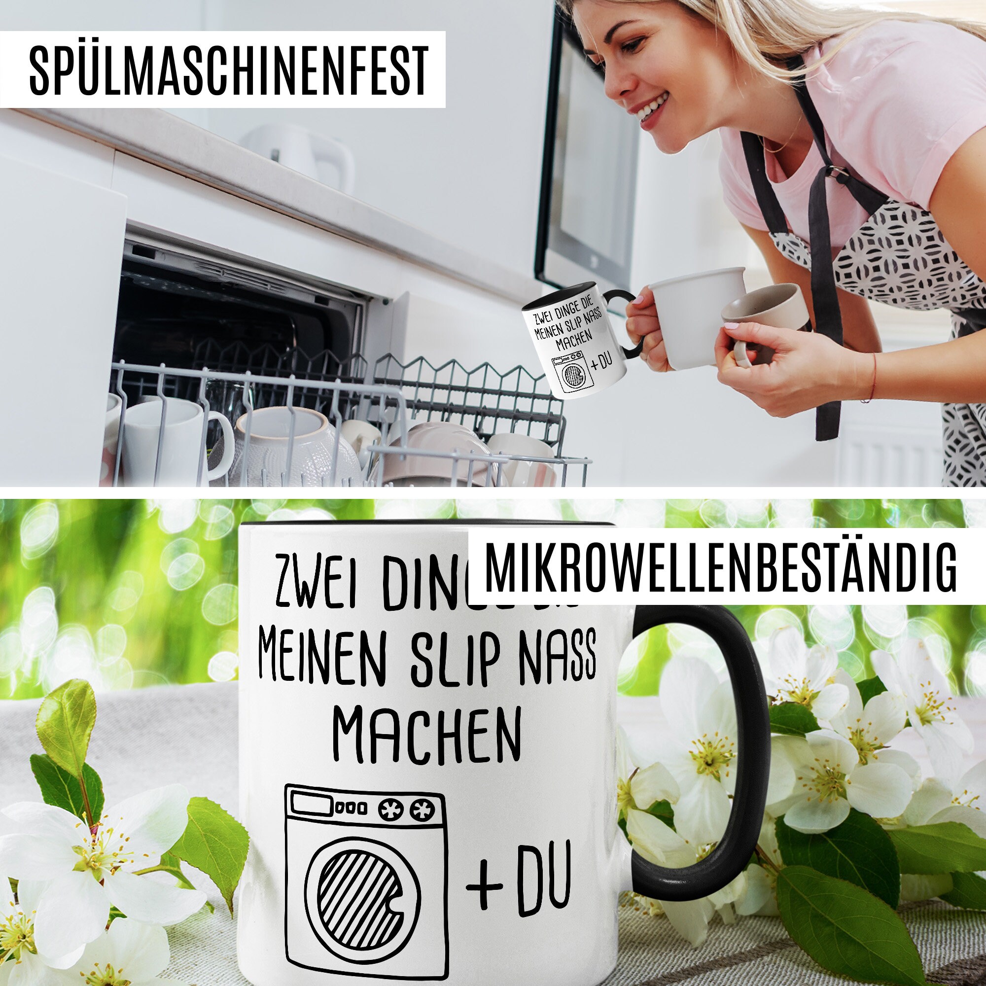 Pagma Druck Tasse Mit Spruch – „Zwei Dinge Die Meinen Slip Nass Machen“ – Lustige Geschenkidee Für Freund/Partner, 330 Ml