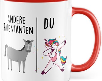 Tasse Patentante Geschenk Andere Patentanten - Du, Kaffeetasse Tante Geschenk für Frauen Taufe Kommunion, Geschenkidee Frau Kaffee-Becher