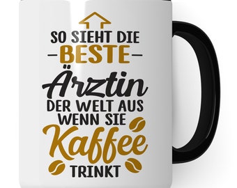Doctor Cup, Así es como se ve el mejor médico del mundo cuando bebe café Doctor Gracias Regalo Gracias Taza Diciendo Motif Taza