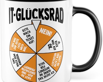 IT-ler Tasse mit Spruch - Geschenk IT-Glücksrad -  Kollege Kollegin IT-Abteilung Bürogeschenk Informatiker It-Witze - Kaffee-Becher