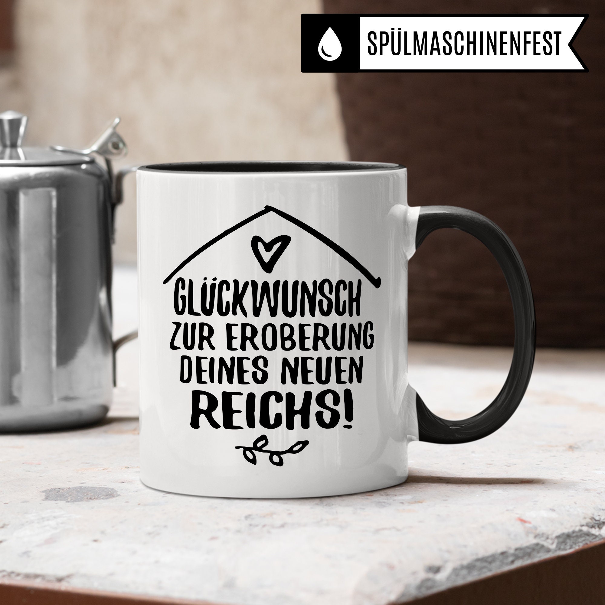 „Dann Zieh Doch Aus“-Tasse – Lustiger Umzugsspruch, Beidseitig Bedruckt, Spülmaschinengeeignet, 330 Ml, In Weiß/Rot