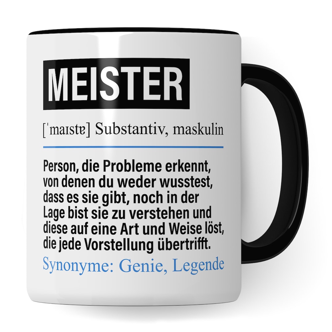 Meister lustig, Meister Geschenk Beruf, Spruch Kaffeebecher