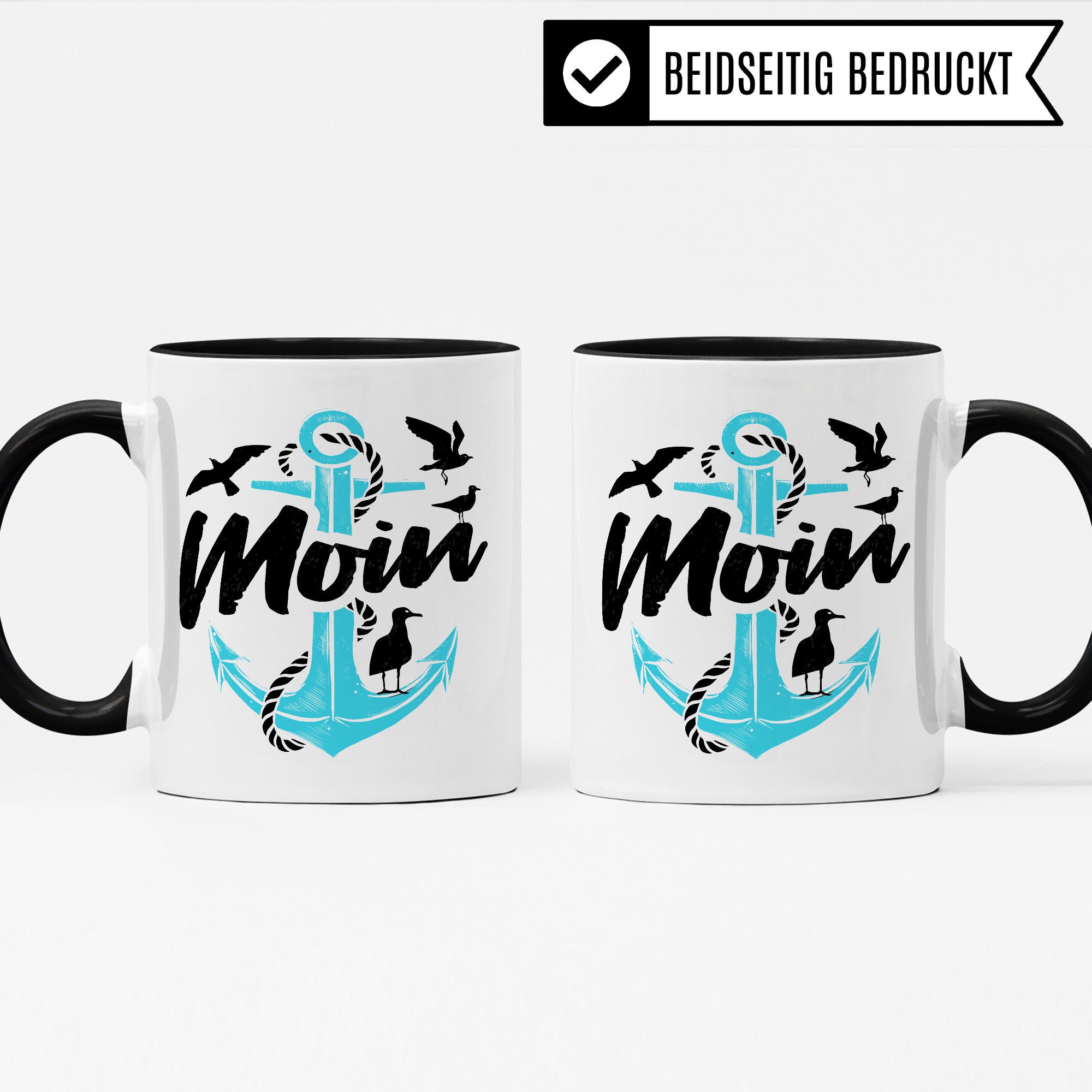Pagma Druck Tasse 'Moin Ihr Spacken' – 330 Ml, Keramik, Beidseitig Bedruckt, Spülmaschinenfest