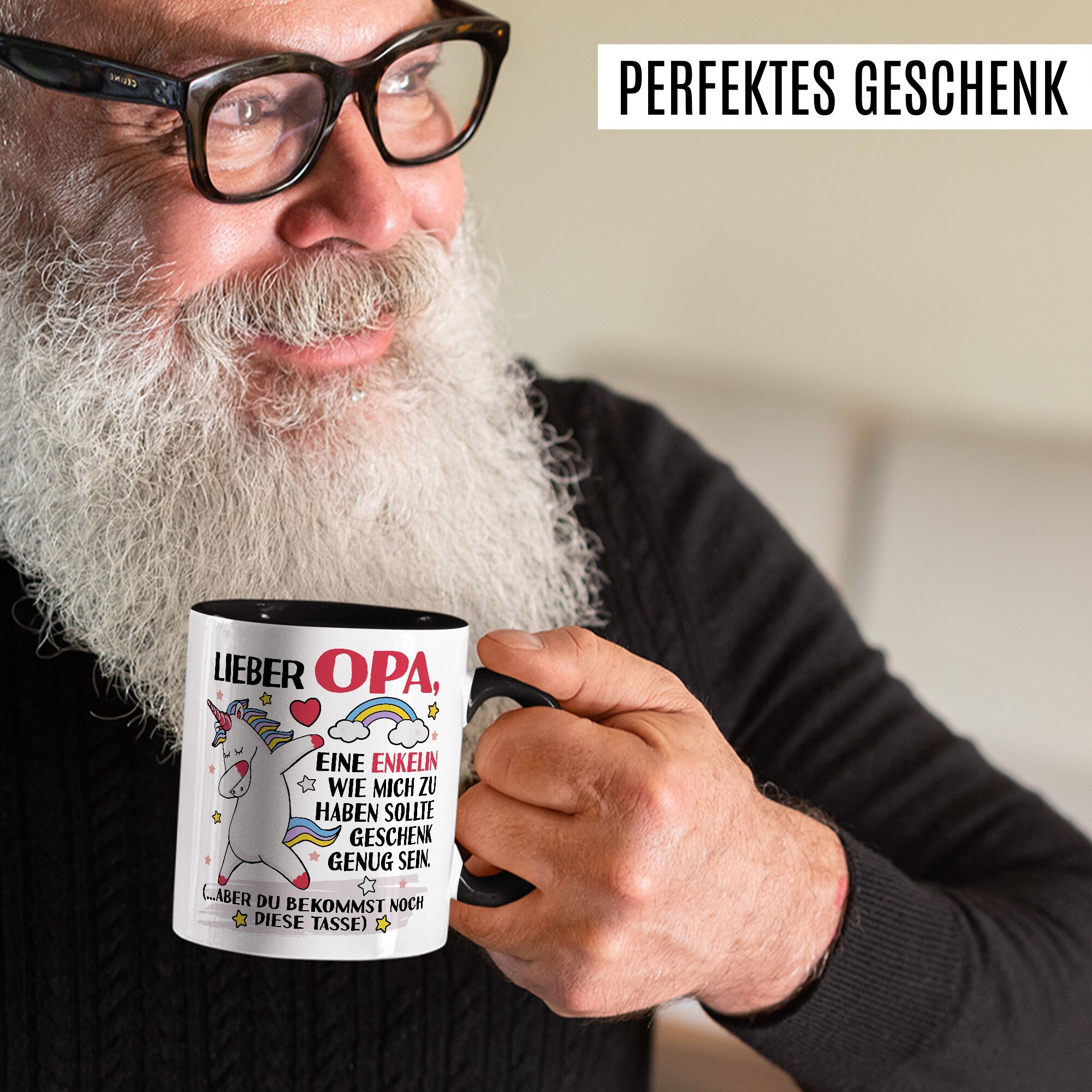 Lustige Opa Tasse Mit Einhorn Spruch – Geschenk Für Großvater Von Enkelin, Kaffeebecher Mit Humor