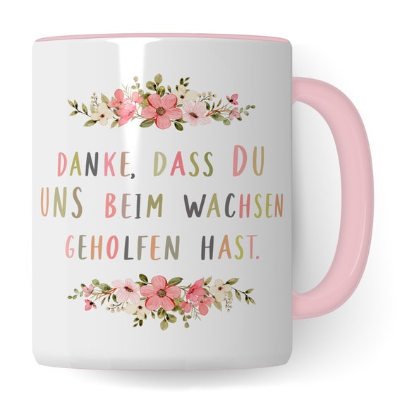SpecialMe® Mug "Danke Dass Du Uns Beim Wachsen Geholfen Hast Geschenk Erzieherin Tagesmutter Abschiedsgeschenk Kita Grün Inner-hellgrün Keramik-Cup
