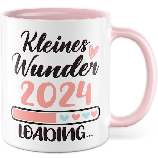 Schwangerschaft Tasse, Kleines Wunder 2024 Loading Geschenk Schwangere, schöner Spruch Geschenkidee werdende Mutter Freundin Geschenkidee