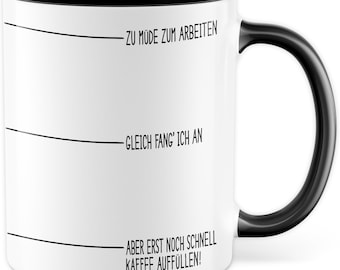 Tasse Café Niveau Cadeau Trop fatigué pour travailler Je suis sur le point de commencer Idée cadeau Amateurs de café Tasse à café Tasse à café Dire drôle