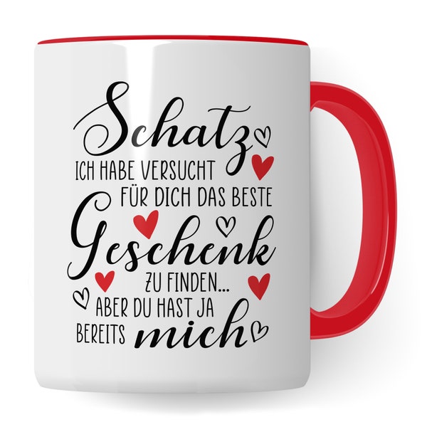 Schatz Tasse Ehefrau Kaffeetasse für Freundin Geschenk Frau Jahrestag Kaffee-Becher Geschenkidee Humor Jubiläum Beziehung Freund Ehemann