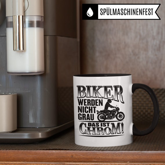 Motorradfahrerin Tasse – Spruchbecher Für Bikerinnen, Spülmaschinenfest, 330 Ml, Beidseitig Bedruckt