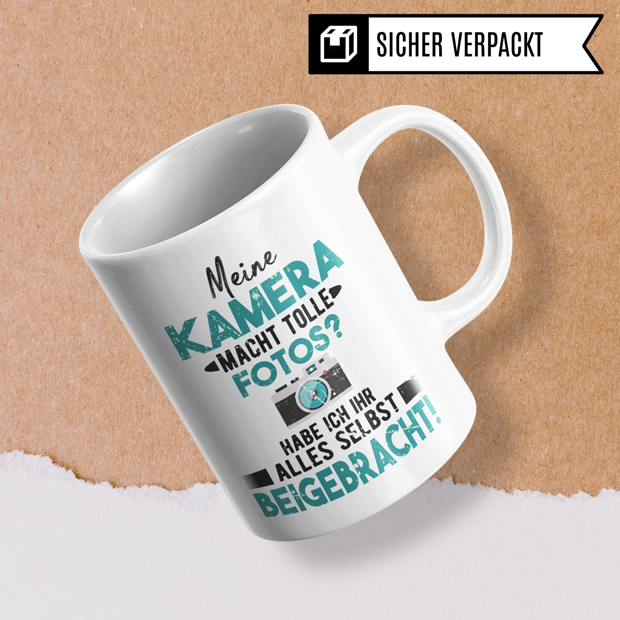 Tazza Regalo Natale per Fotografo, Tazza da Caffè Idea Regalo con Scritta Divertente ''Guarda le Foto e Rielaborare'' Amante della Fotocamera (Bianco