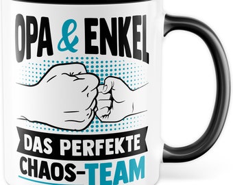 Tasse Opa Enkel Geschenk, Opa  & Enkel - das perfekte Chaos Team Geschenkidee Kaffeetasse Spruch lustig Kaffee-Becher Großvater Großeltern