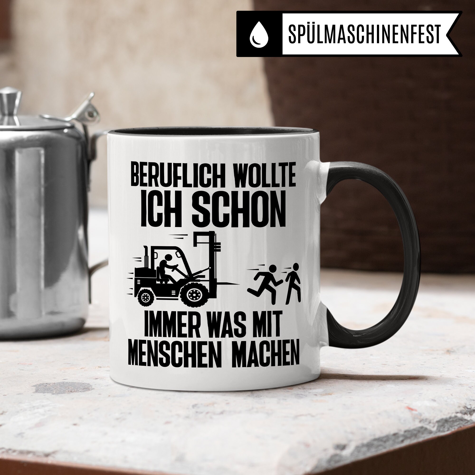 Lagerist Tasse Mit Spruch – Witzig, Beidseitig Bedruckt, Spülmaschinenfest (Weiß/Schwarz, 330 Ml)