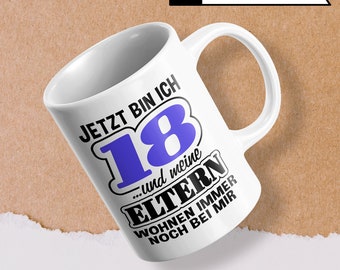 Tazza Da Caffè 18° Compleanno 340 Ml - "18° Adulta" - Stampa Su Ceramica Fronte/Retro - Regalo Divertente Per Figlio E Figlia - Lavabile In Microonde