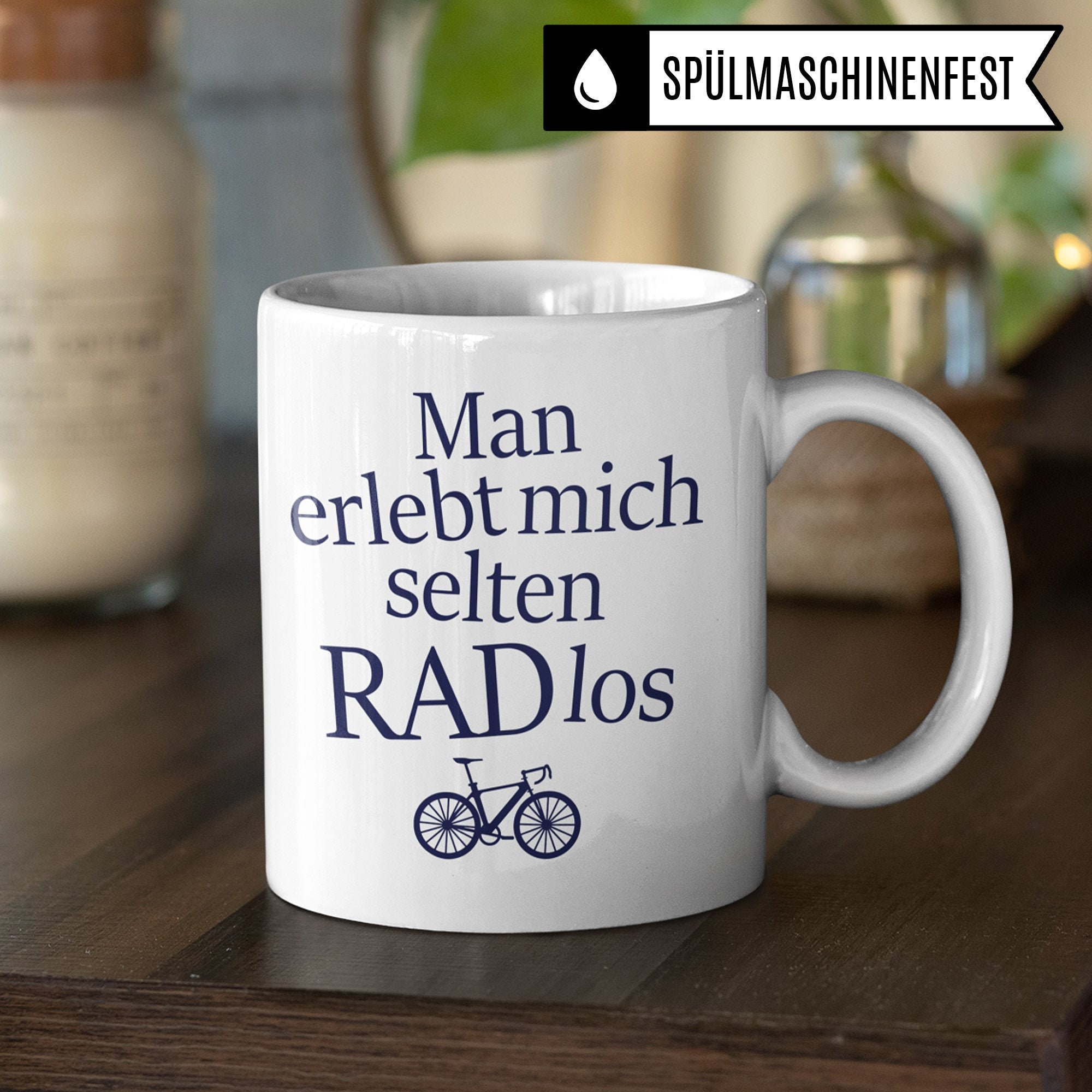 Fahrrad-Tasse – Lustige Geschenkidee Für Radfahrer, Schwarz, Beidseitig Bedruckt, Spülmaschinenfest