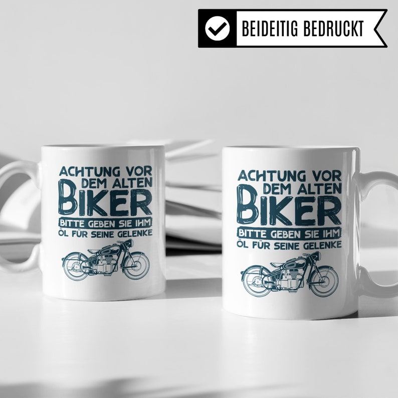 Motorradfahrer Tasse, Motorrad Geschenk für Biker, Becher Geschenkidee Motorradfahren, Kaffeetasse Biker Motorradfahrer Rentner Opa Spruch Bild 3