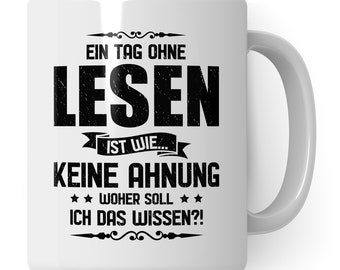 Lesen Tasse lustig, Geschenke für Leseratten, Bücher Hobby Bücherwurm Becher, Buch Geschenkidee Leser Leserin Buchliebhaber Kaffeetasse