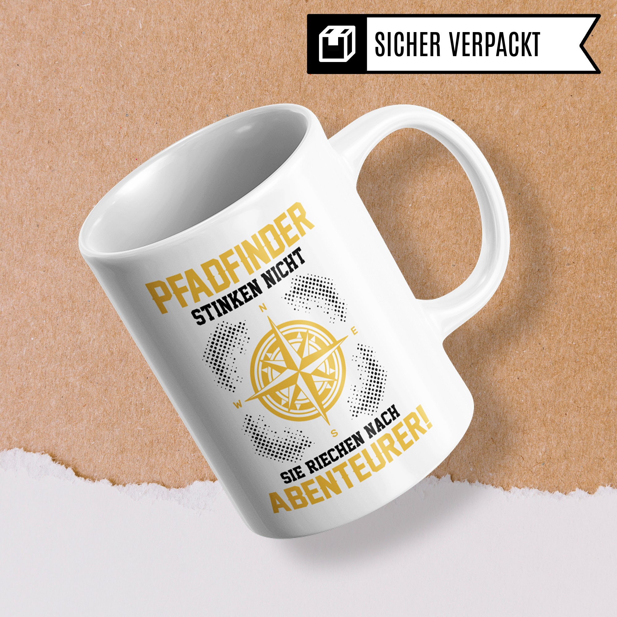 Pfadfinder Tasse Mit Spruch 'Sie Riechen Nach Abenteuer' – Witziges Geschenk Für Pfadfinder, Schwarz, Spülmaschinenfest