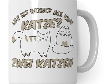 Katzen Tasse mit Spruch, Becher Katze Zeichnung Geschenk, Geschenkidee für Katzenliebhaber Katzenhalter & Katzenmama, Mieze Kaffeetasse