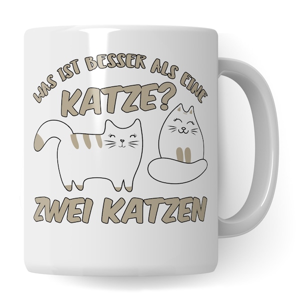 Katzen Tasse mit Spruch, Becher Katze Zeichnung Geschenk, Geschenkidee für Katzenliebhaber Katzenhalter & Katzenmama, Mieze Kaffeetasse