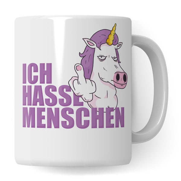 Ich hasse Menschen Tasse | Einhorn Kaffeebecher Geschenk Introvertiert Kaffeetasse lustig witziges Einhorn Morgenmuffel Geschenkidee