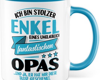 Taza de nieto con dicho divertido: regalo Soy el orgulloso nieto de una increíblemente fantástica taza de café abuelo nieto abuelo niño