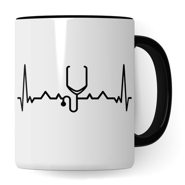 Cup Stethoscope, Gift Doctor Doctor Doctor Coffee Cup Heartbeat Motif Physician Gift Idea Coffee Mug