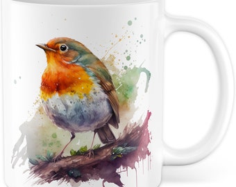 Robin Mug Aquarelle Animal Cadeau Idée Oiseau Tasse À Café Cadeau pour Birdspotter Tasse À Café Oiseaux Tasse