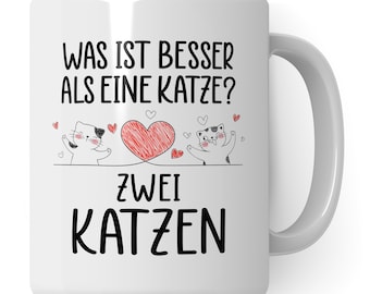 Katzen Tasse Kaffeetasse Humor Kaffee-Becher mit Spruch Katze Witz Katzenmama Geschenk Geschenkidee für Katzenliebhaber Kaffeeliebhaber